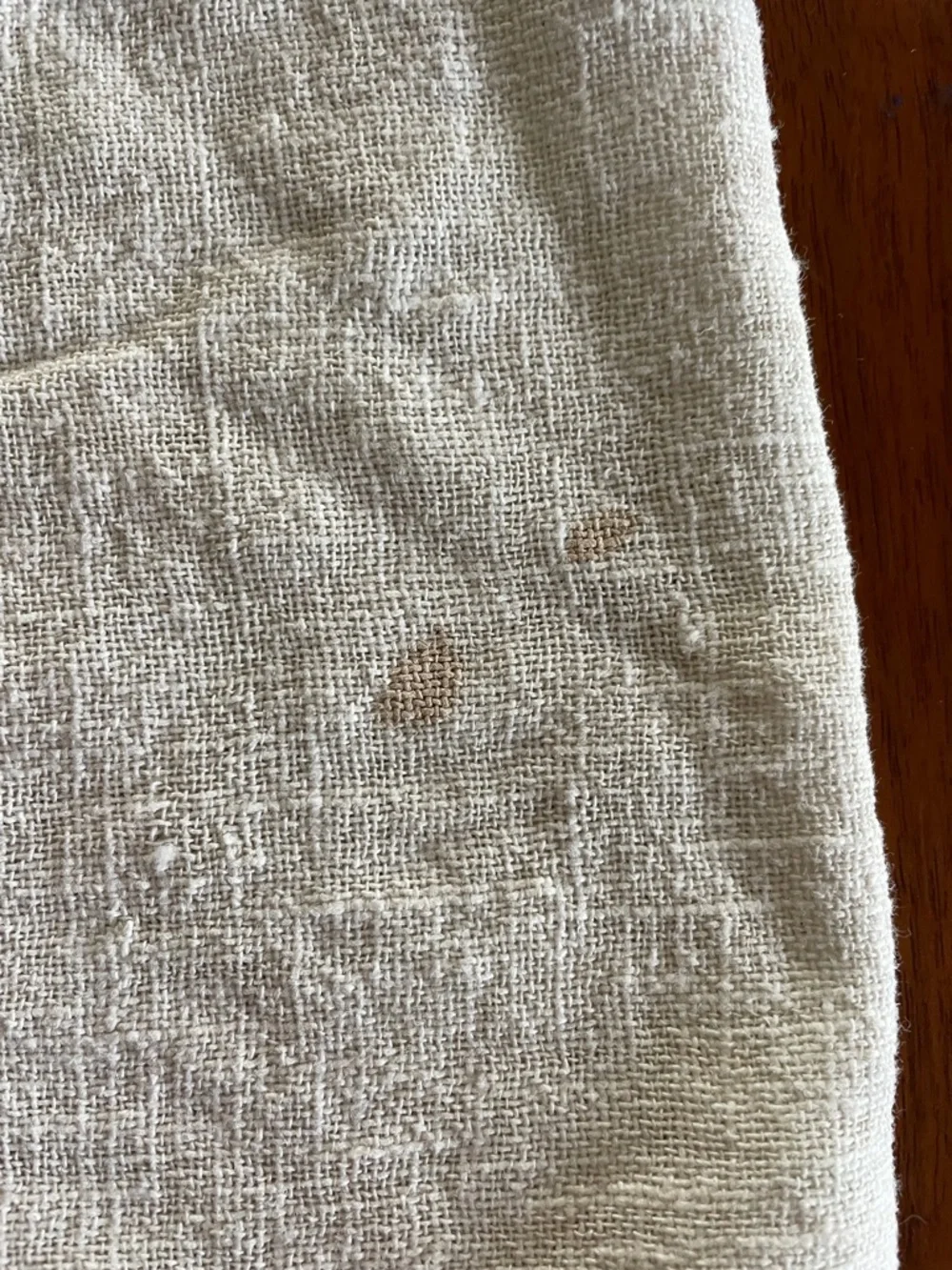 VINTAGE Crochet-Edged Linen Table Runner in Natural Ivory